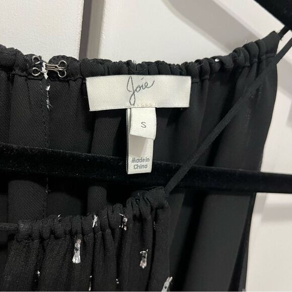 Joie Little Black Dress Silver Metallic Size Small Halter Spaghetti Straps - Picture 2 of 9